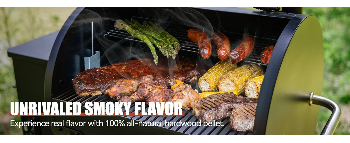 Black Wood Pellet Grill Smoker With Electric Digital Controls for BBQ
