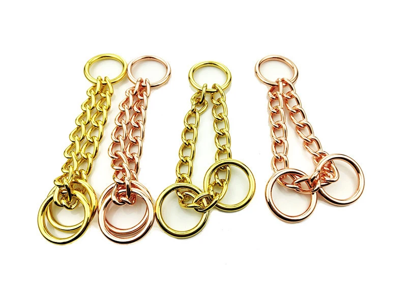 3MM Width Colorful Stainless Steel Triangle Button Dog Chain Stainless Steel Dog Leash Rose Gold Dog Collar