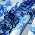 2021 New Design Comfortable Blue Peony Woven Printed Cotton Fabric For Dress