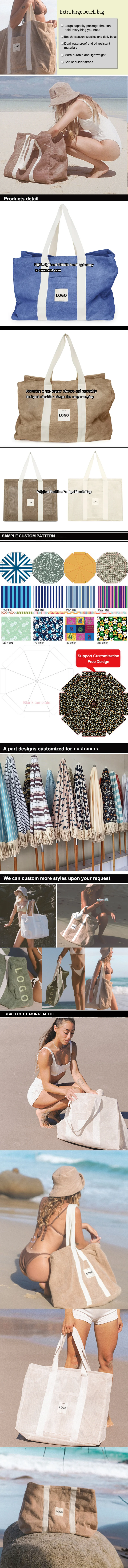 Ekstra Büyük Kadınlar Canvas Plaj Tote Çantaları 2