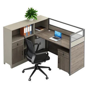 Modern Office Cubicles Workstation Desk Office Furniture 2 Person Staff Desk Wooden Workstation