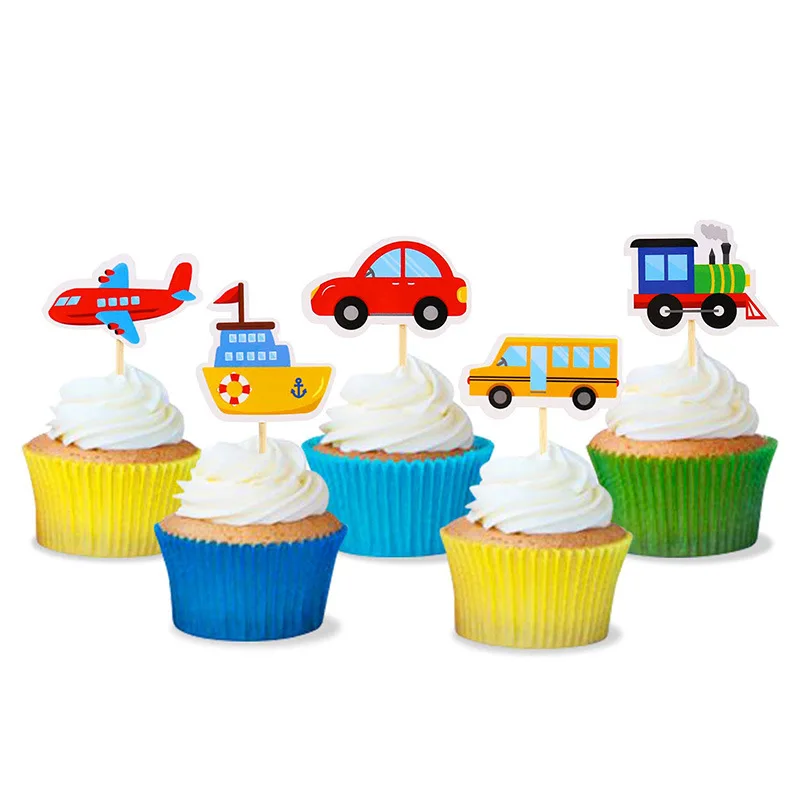 Car Airplane Train Transportation Cake Toppers Baby Birthday Party Decoration Cake Insert