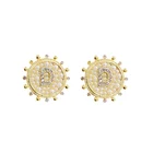 Earrings 14k American Trend Gold Plated Women Jewelry Pearl Shiny Zircon Letter D Stud Earrings 14k