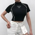 OEM Brand Logo Custom Printing New Arrival Women O Neck Reflective Street Style Summer Slim Short Sleeve Ladies T Shirts