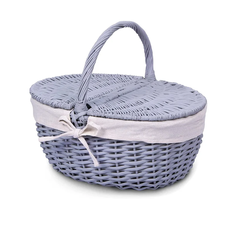 wholesale wicker willow customized picnic basket hamper set with