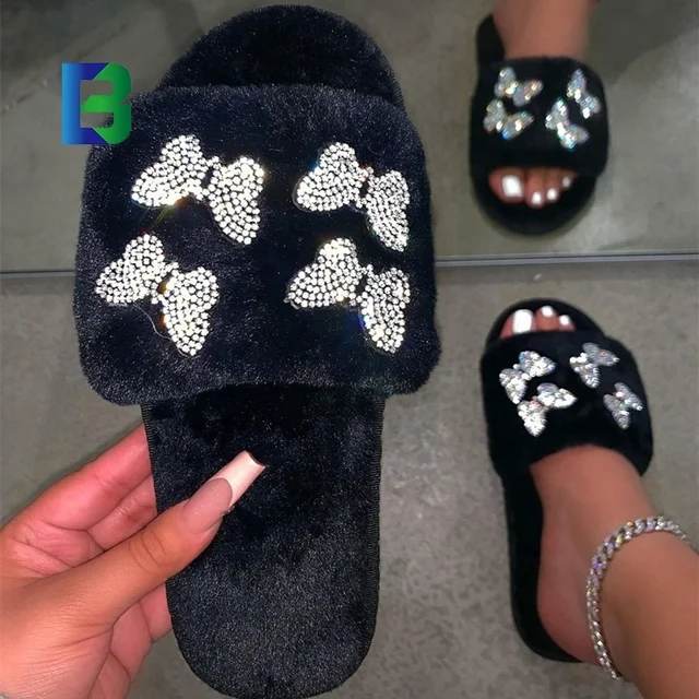 new arrival Popular fancy outdoor slippers tie dye chunky platform fur slides for women