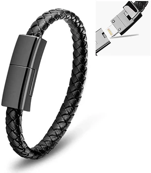 Leather Braided Bracelet Data cable For Apple For Android For Type C Cable charger bracelet