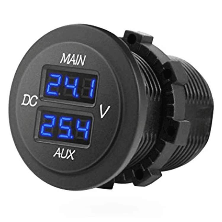 SALENEW大人気! 送料無料LED Digital Double Voltmeter Round Panel Voltage Monitor  for Car Pickup RV好評販売中 tronadores.com