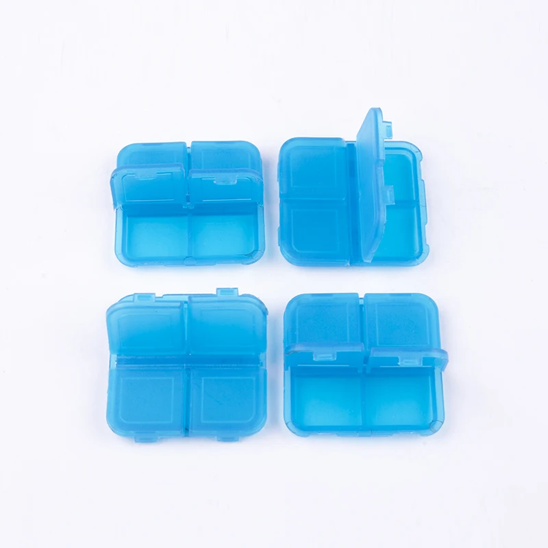 Unionpromo Mini Pill box 4 Compartments plastic pill box pocket size pill box transparent plastic case