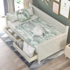 Twin Size Daybed With 2 Large Drawers X-shaped Frame Modern And Rustic Casual Style Daybed White