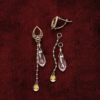 Aimgal Fine Jewelry Vintage Gold Plated Trendy Natural White Crystal Tassel Earrings Christmas Limited S925 Silver