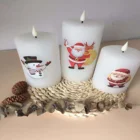 Candles Best Seller Christmas Themed Santa Snowflake 3d Flame Paraffin Real Wax Led Flameless Pillar Candles