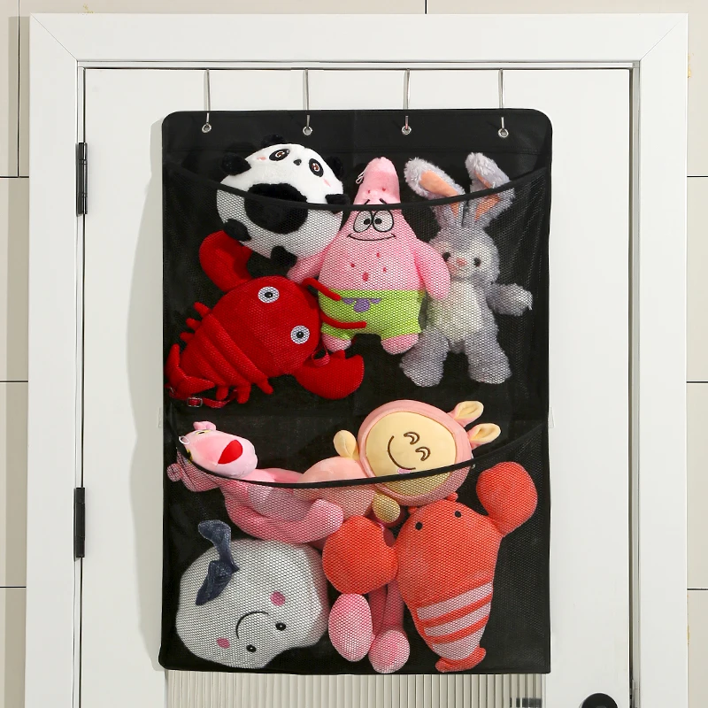 The Stuffed Animal Storage Bag Over Door Organizer for Stuffies Toy Plush Storage Hammock Hanging Storage Net Bag