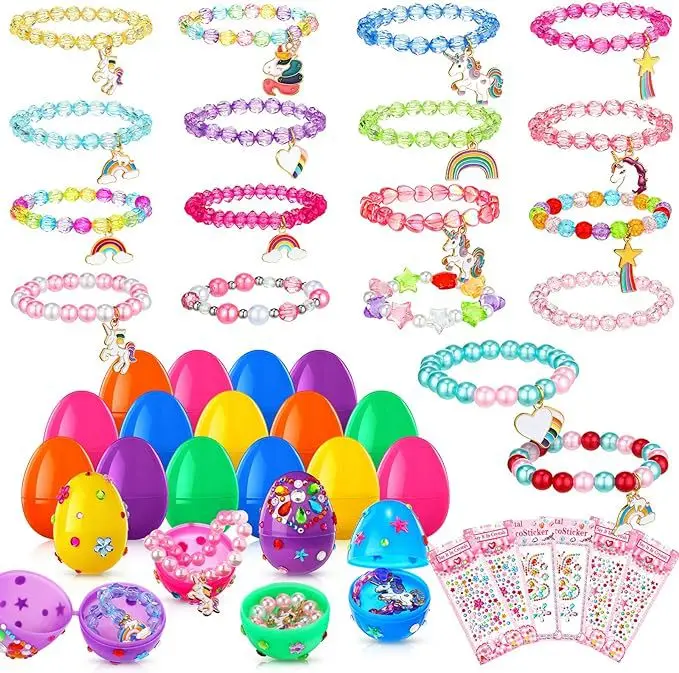 Easter Party Reward Small Toys DIY Easter Eggs Eggshell Toys Plastic Open Eggshell Party Toys for Kids