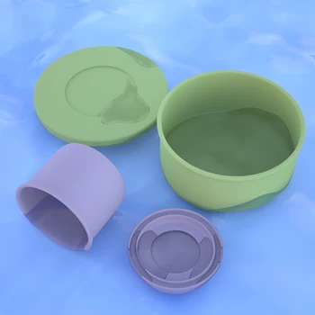 Silicone Tableware Set Lunch Box and Cup Bento Box Silicone Food Storage Containers with Lids