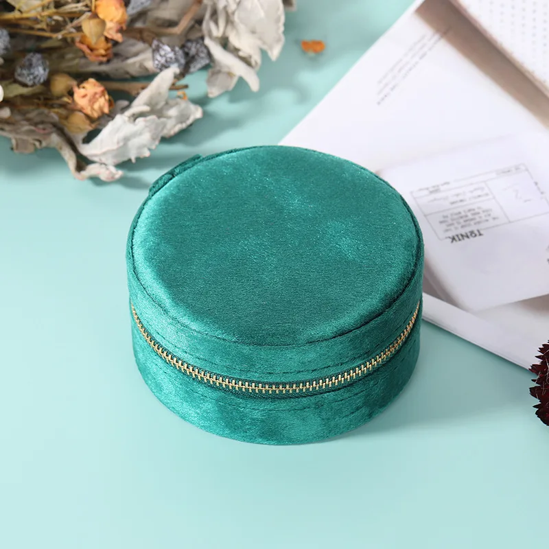 Round Portable Jewelry Box Jewelry Storage Gift Box Organizer Case for Rings Earrings Necklaces Bracelets