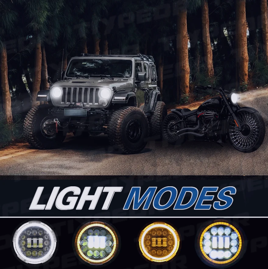 product tiypeor 7inch universal drl led round motorcycle headlight car super bright auxiliary fog light-5