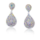 Crystal Drop Earrings Wholesale Statement Crystal Rhinestone Water Drop Pendant Drop Earrings Women Jewelry