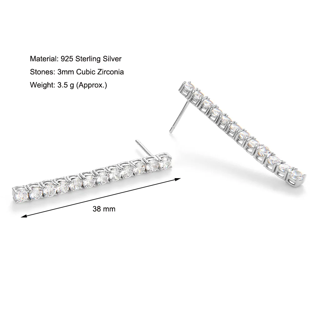 3MM Full Drill Fashion Temperament Senior Sense Earrings 925 Sterling Silver