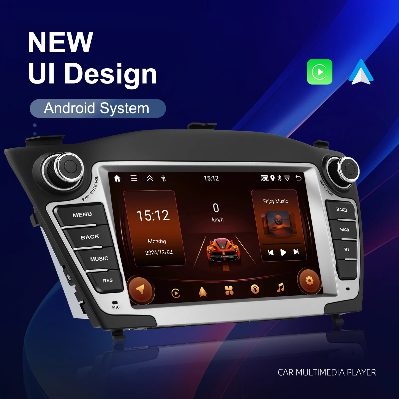 Podofo 7'' 2+64GB Android Car Radio Stereo Wireless Carplay Android Auto Wifi DVR EQ GPS for Hyundai Tucson/IX35 2009-2015 OEM A4251 factory