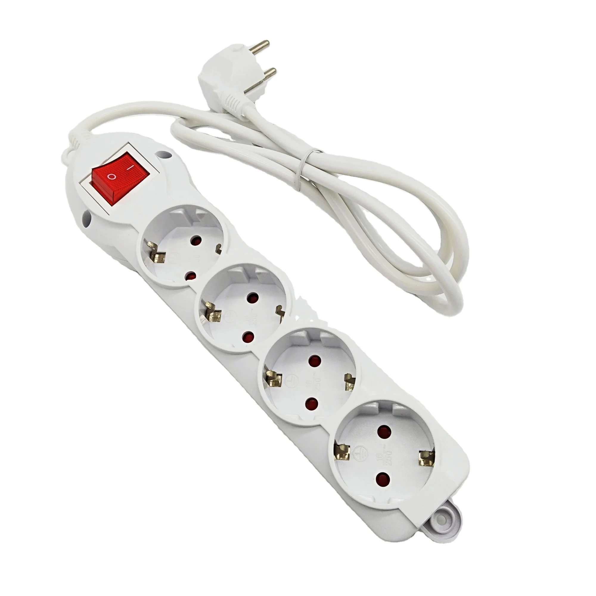 4 Gang Schuko sockets enchufe de la UE Red Masterplug De 5 Metros Cable 4 Gang Blanco 