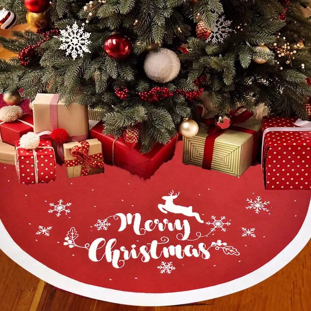 christmas tree skirt 2021 new 3d reindeer snowflake letter knit