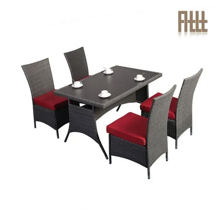 product hot sale factory supply outdoor rattan dining table and chairs set with waterproof cushion-2