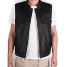 Leather Vest Casual Cool Fashion Snap Button Genuine Sheepskin Leather Vest Men