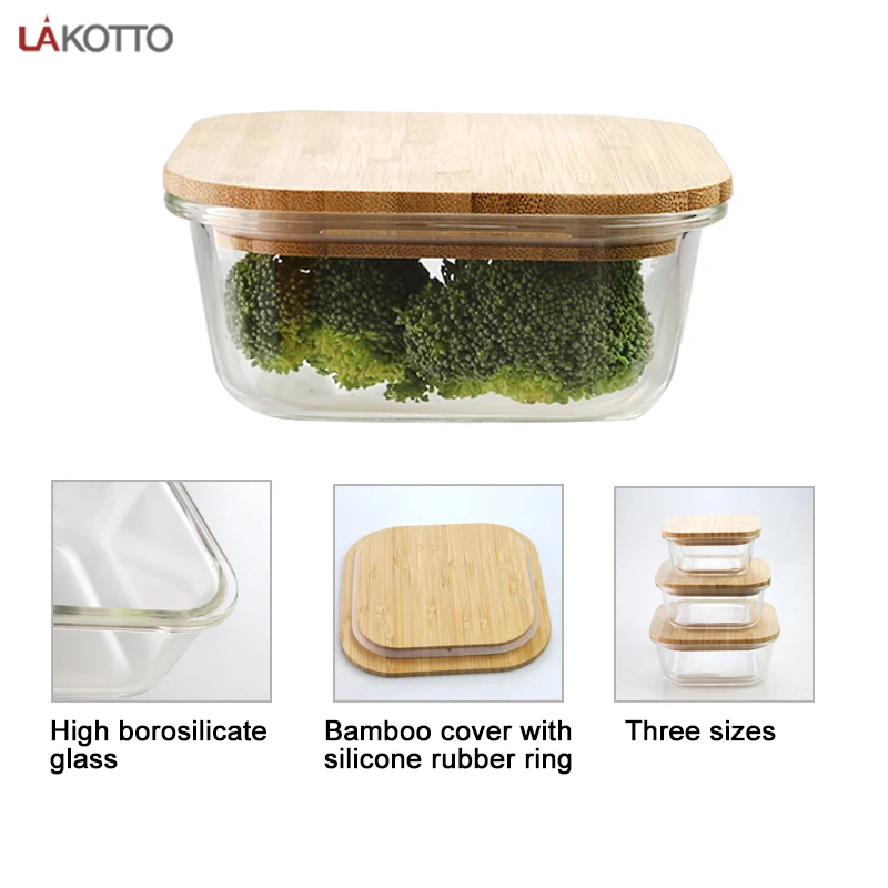 Stackable Wholesale Kitchen Microwavable Airtight High Borosilicate Glass For Food Storage Container with Locking Lid