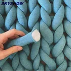 Cotton Blanket Blanket Wholesale Machine Washable Grs Recycled Cotton Tube Yarn Breathable Chunky Knit Blanket