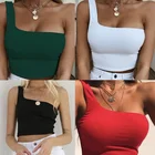 Tops Tank Women Summer Beach Vest Fashion Clothes Lady Female 1 Shoulder Crop Tops Sleeveless T-shirt Tank Tops