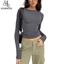 Women Spring Autumn Solid Casual Long Sleeve T-Shirts Slim Fit Pullovers Tees Shirts Female Streetwear Base Tees Tops Xs