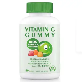 Vitamin C Gummy Kids Formula and Fiber Multi and OMEGA 3 fiber for Digestion,Vitamin D3 for Immunity,Vitamin K for Bones