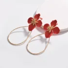 Hoop New Design Hoop Earrings Water Drop Copper Circle Painted Exquisite Flower Female Earrings
