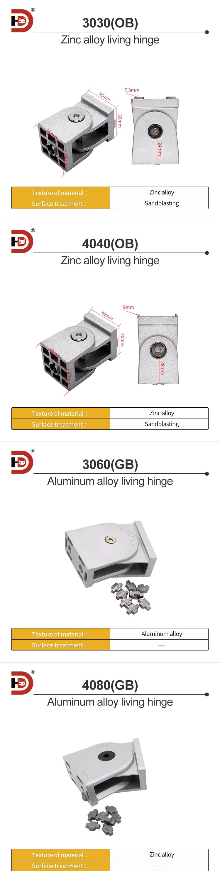 Active Hinge 20/30/40/3060/4080 Aluminum Profile Zinc Alloy Active Hinge at Any Angle manufacture