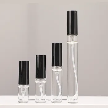 Custom clear 2 ml 3 ml 5 ml 10 ml fragrance oil sample perfume bottle packaging glass black perfume bottle vial