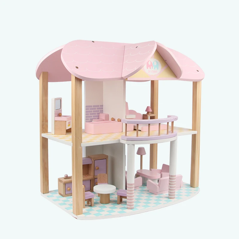 muebles & accesorios Casa de muñecas madera muñecas Tube muñecas villa 2 pisos juguetes de casa 