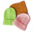 Wholesale Warm Plain Acrylic Colorful Chunky Mens Ski Winter Hat Beanie