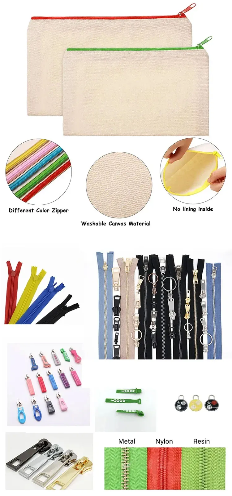 Custom Logo Printed Cotton Canvas Travel Cosmetic Bag Eco-Friendly Folding Makeup Pouch With Zipper for Storage Gifts Included factory