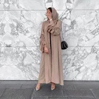 2021 Dubai Middle East Muslim Party Summer Dress And Stitching Sleeved Cardigan Women's Robe Open Abaya