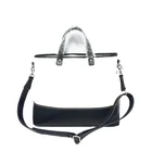 White 2021 New Fashion White Black Ladies Office Bag Canvas And Leather Women Tote Handbags Purses