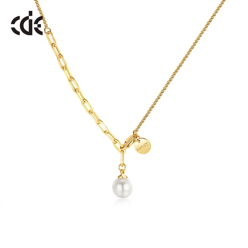 CDE Fashion Sexy Women Pearl Drop Gold Long Chain Necklace