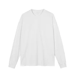 In Stock Custom Logo Printing Embroidery  100% Cotton Heavy washing Unisex Blank Long Sleeve T Shirt