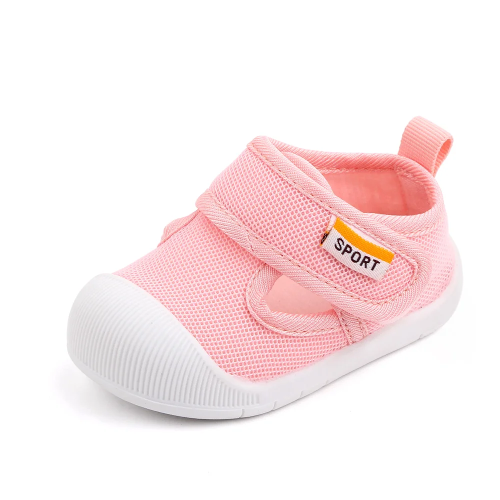 Children 1-3 Years Old Solid Color Mesh Surface Breathable Soft Soled Non-slip Shoes for Kids factory