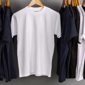 Custom Heat Transfers Embroidered Logo Screen tee shirt 100% organic cotton plain oversized basic t shirt Men's T-Shirts