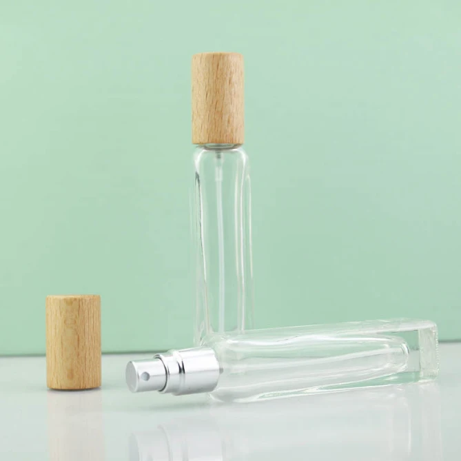 product 15ml wholesale  square perfume bottle spray bottle wooden cap glass perfume bottle-28