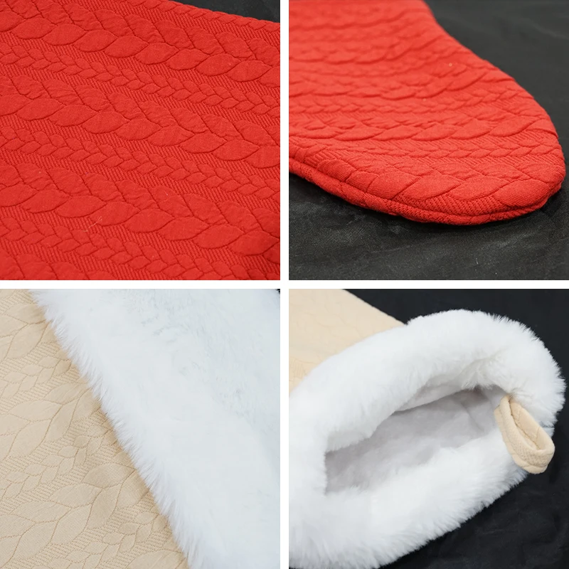 Custom Thick Plush Fluffy Decorative Christmas Hanging Socks Stocking Bag for Gift Christmas Decoration