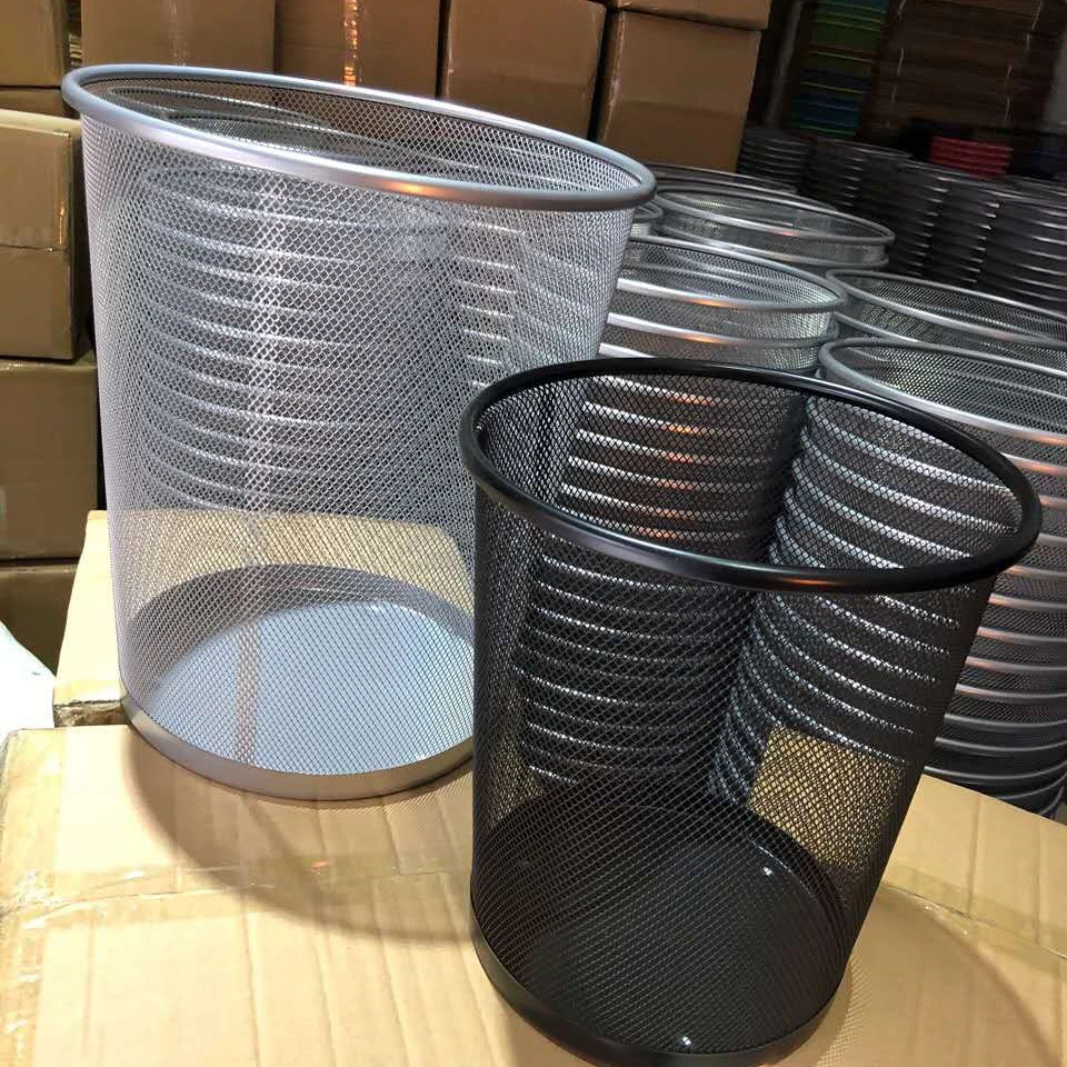 Zuvo Metal Wire Mesh Waste Basket Garbage Trash Can For Office Home Be