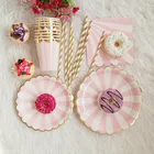 Wedding Paper Plates Wedding Ecofriendly Pink Custom Printed Tableware Party Paper Plates Wedding Set