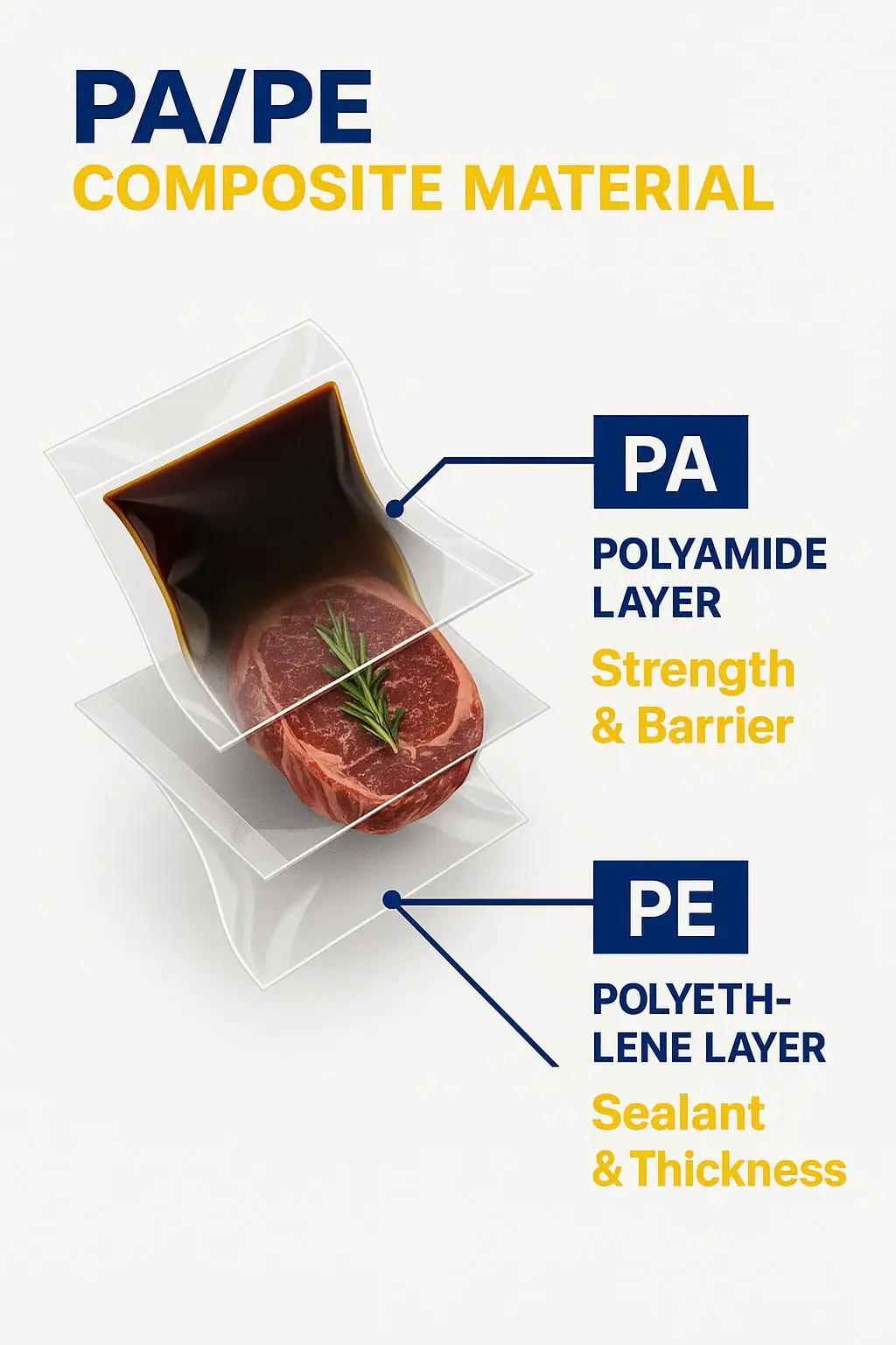 Wholesale Commercial Grade Smooth Vacuum Chamber Pouch for Fresh Meat, Sous Vide, and Restaurant Food Service - detail 4
